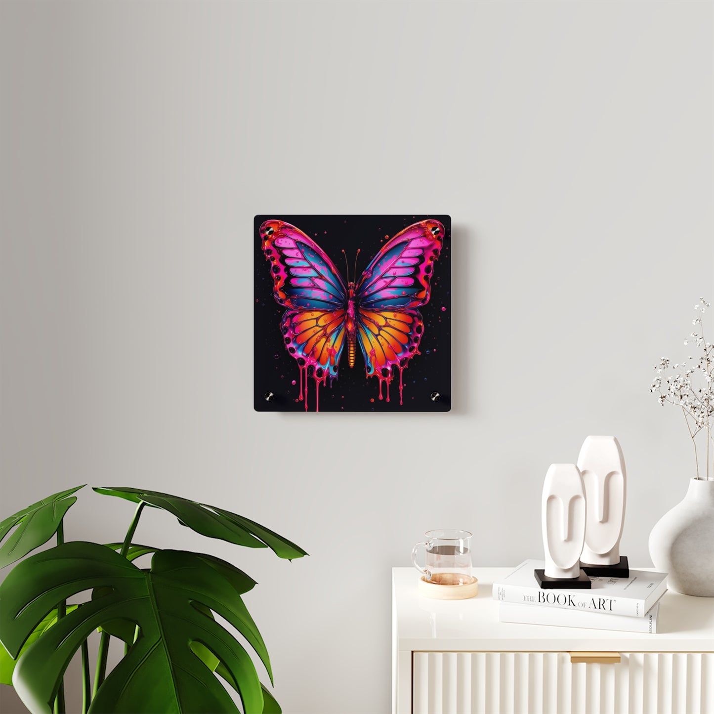 Acrylic Wall Art Panels Pink Butterfly Flair 1