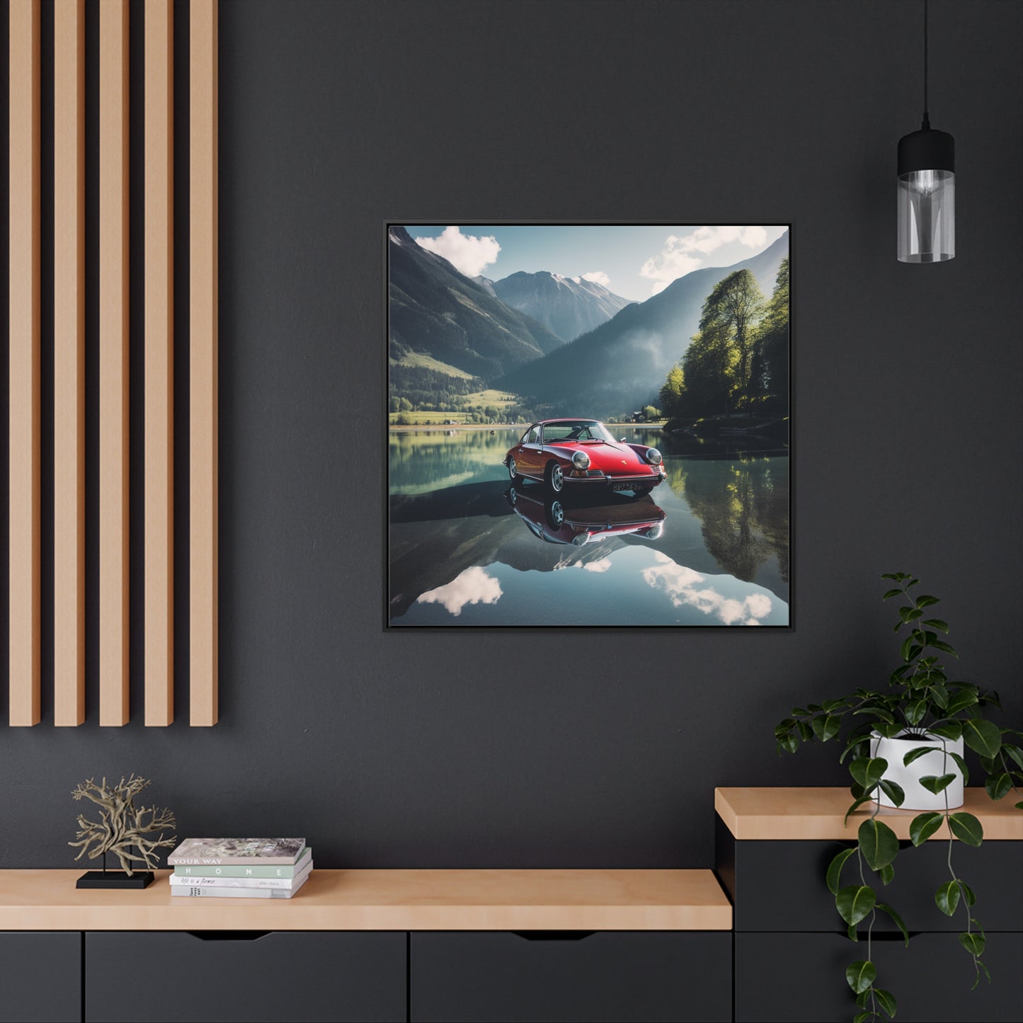 Gallery Canvas Wraps, Square Frame Porsche Lake 3