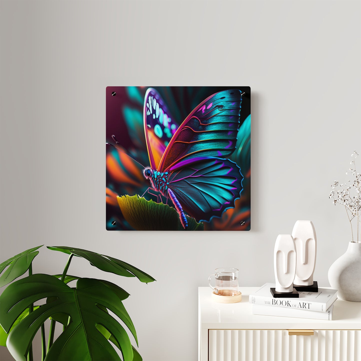 Acrylic Wall Art Panels Neon Butterfly Macro 1