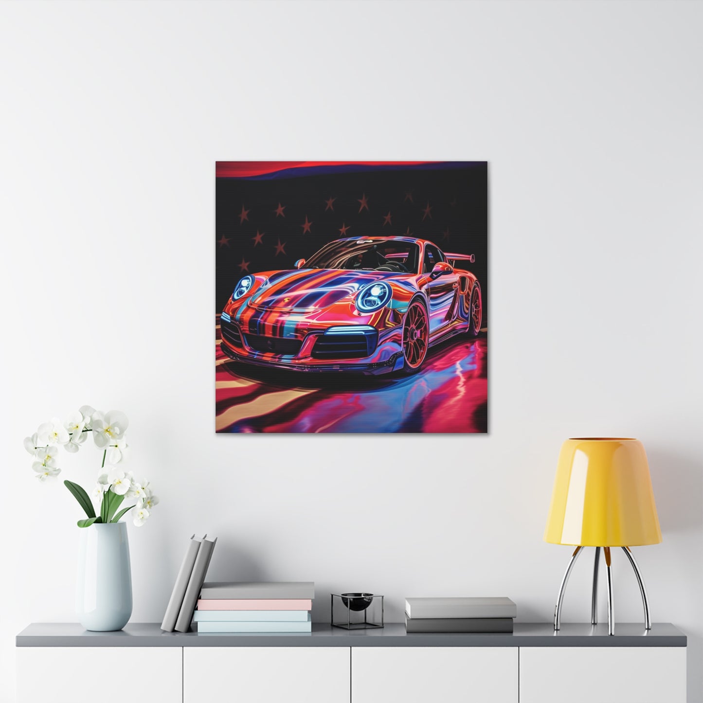 Canvas Gallery Wraps American Flag Colored Porsche 3