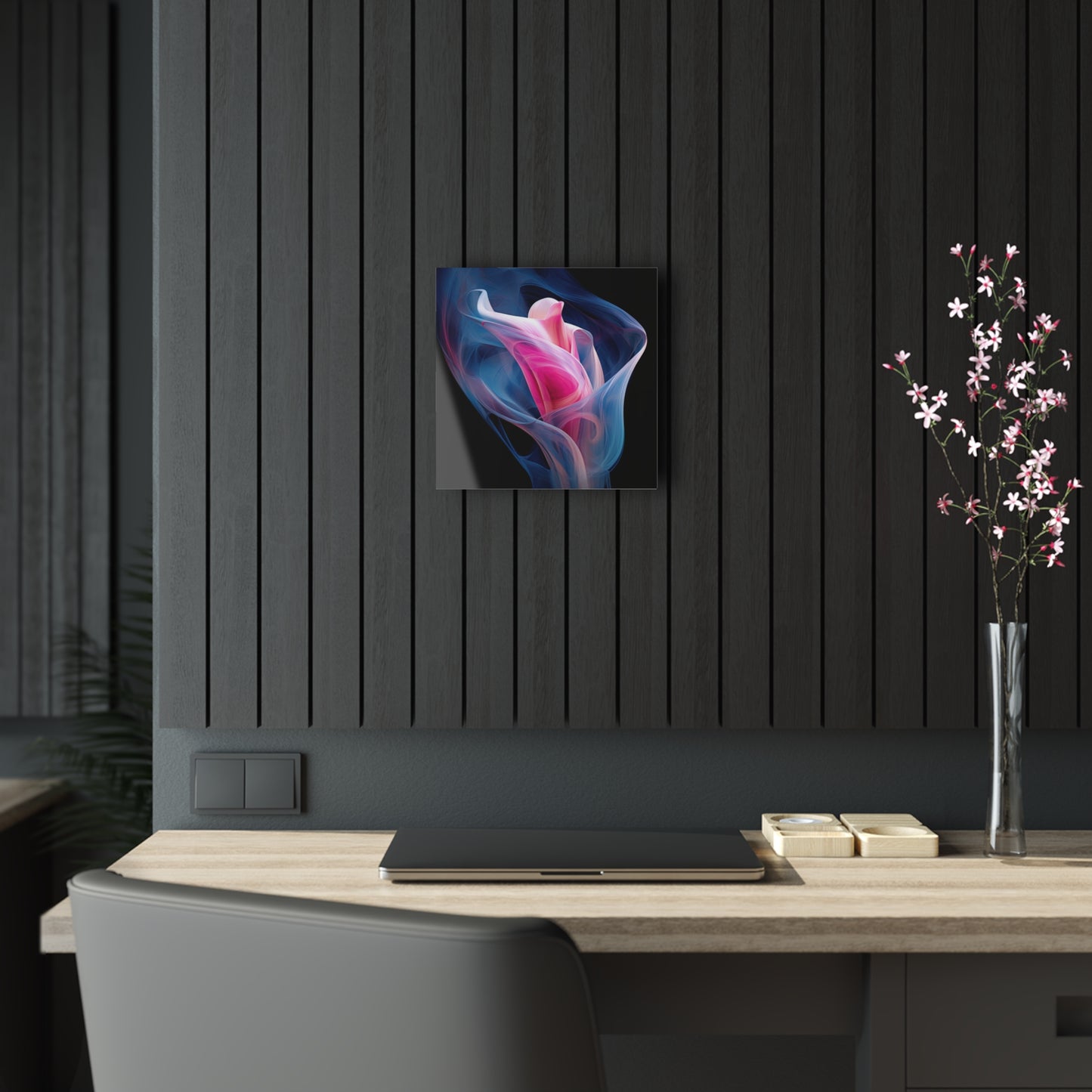 Acrylic Prints Pink & Blue Tulip Rose 3