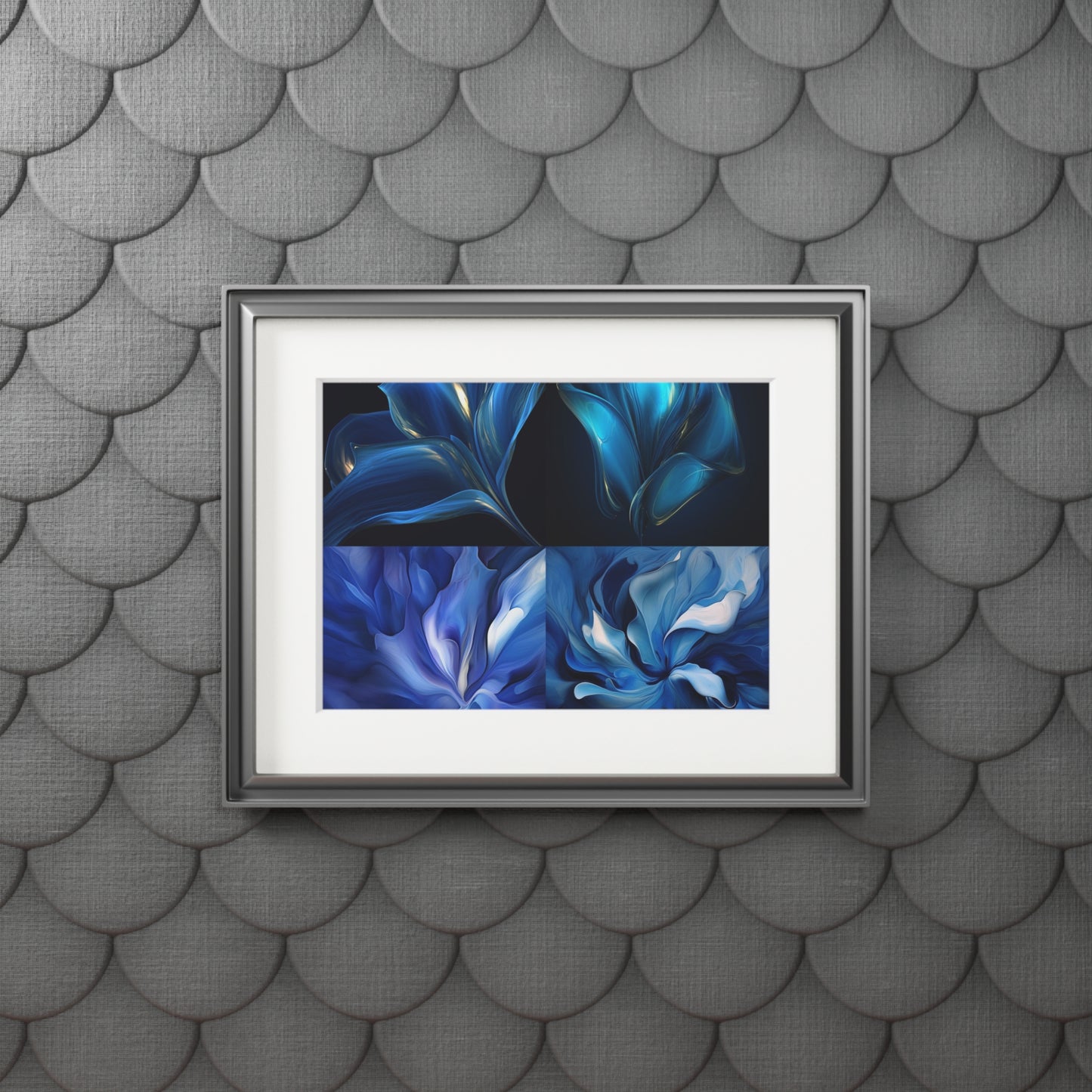 Fine Art Prints (Passepartout Paper Frame) Abstract Blue Tulip 5