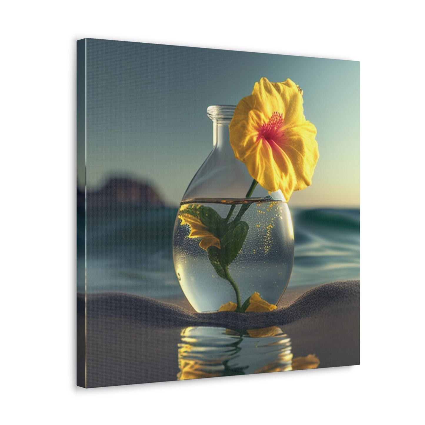Canvas Gallery Wraps Yellow Hibiscus glass 2