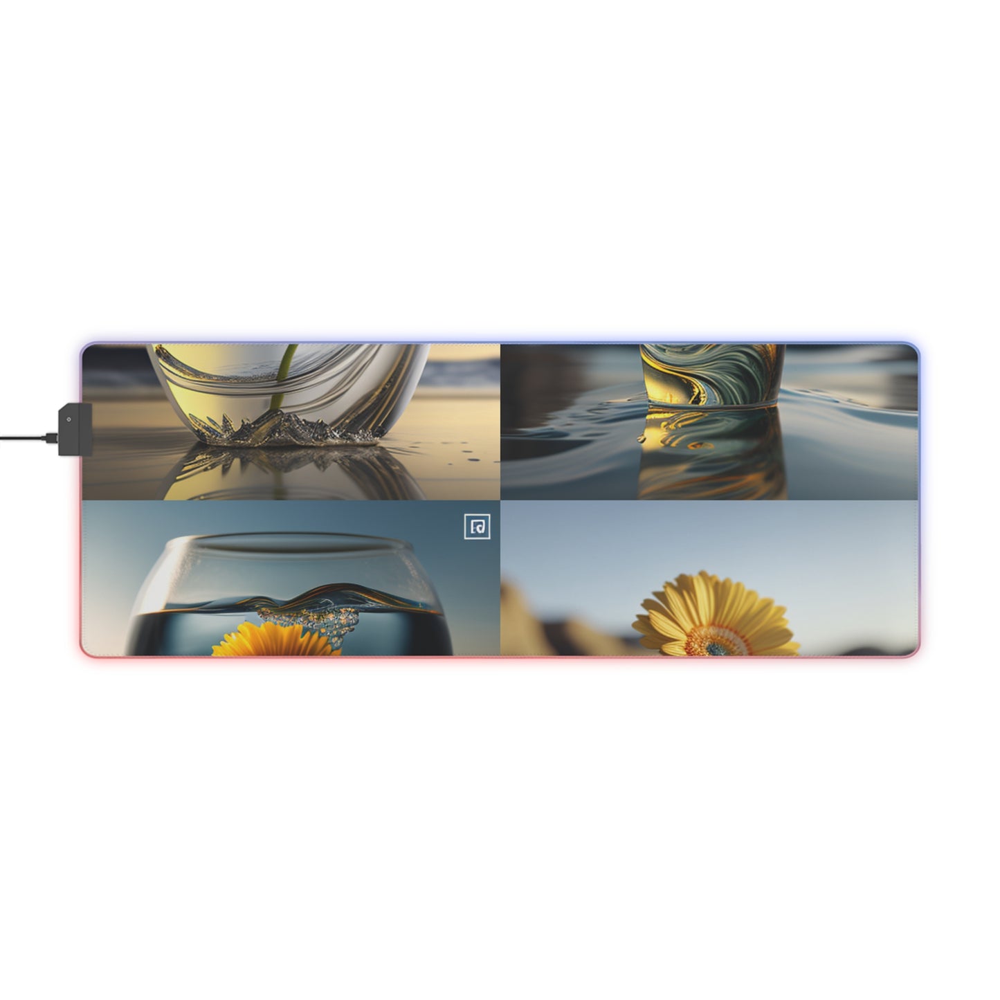 LED Gaming Mouse Pad yello Gerbera glass 5