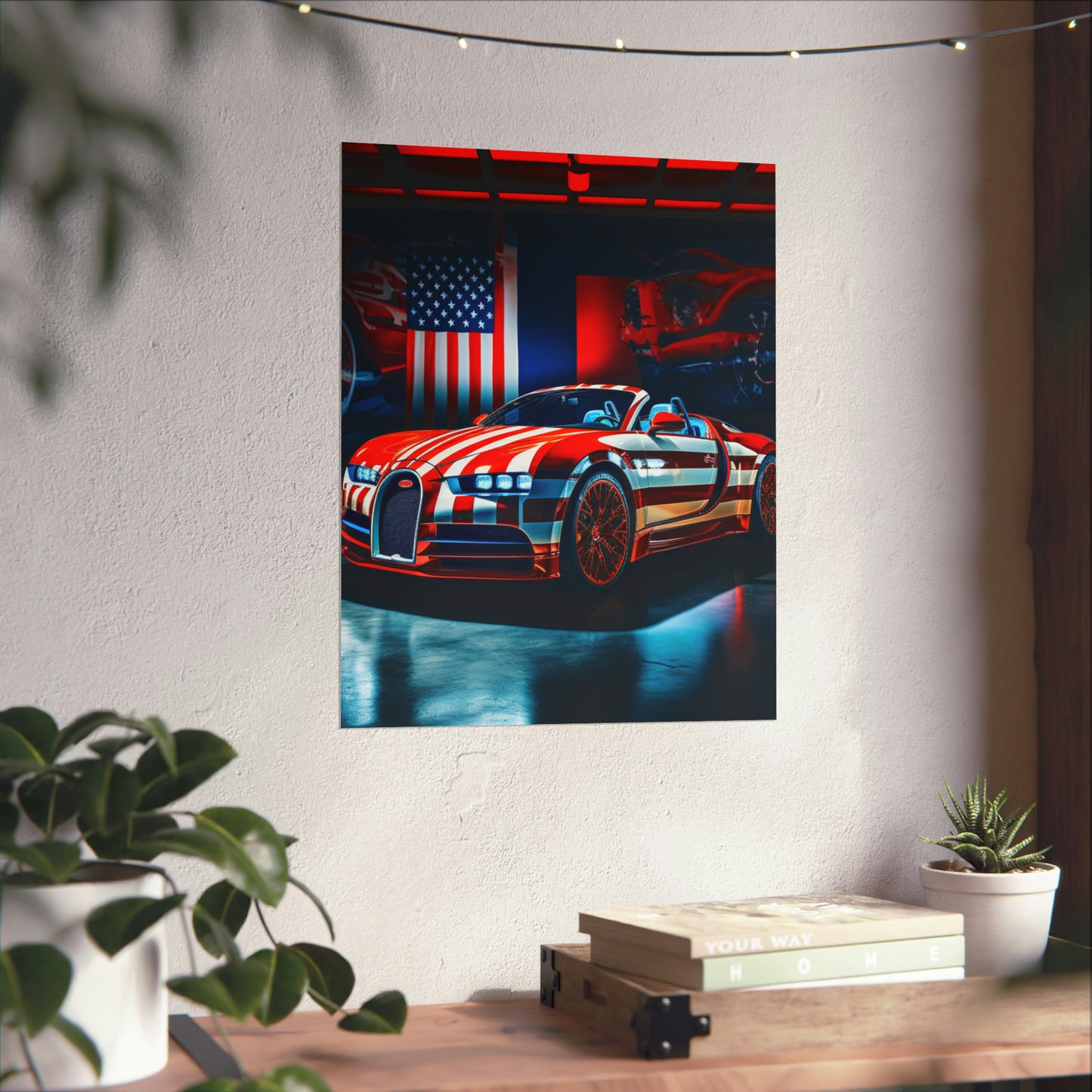 Premium Matte Vertical Posters Macro Bugatti American Flag 2