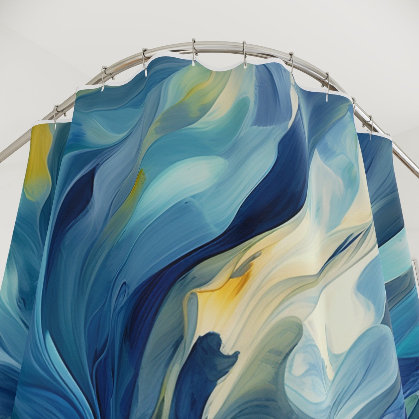 Polyester Shower Curtain Blue Tluip Abstract 4