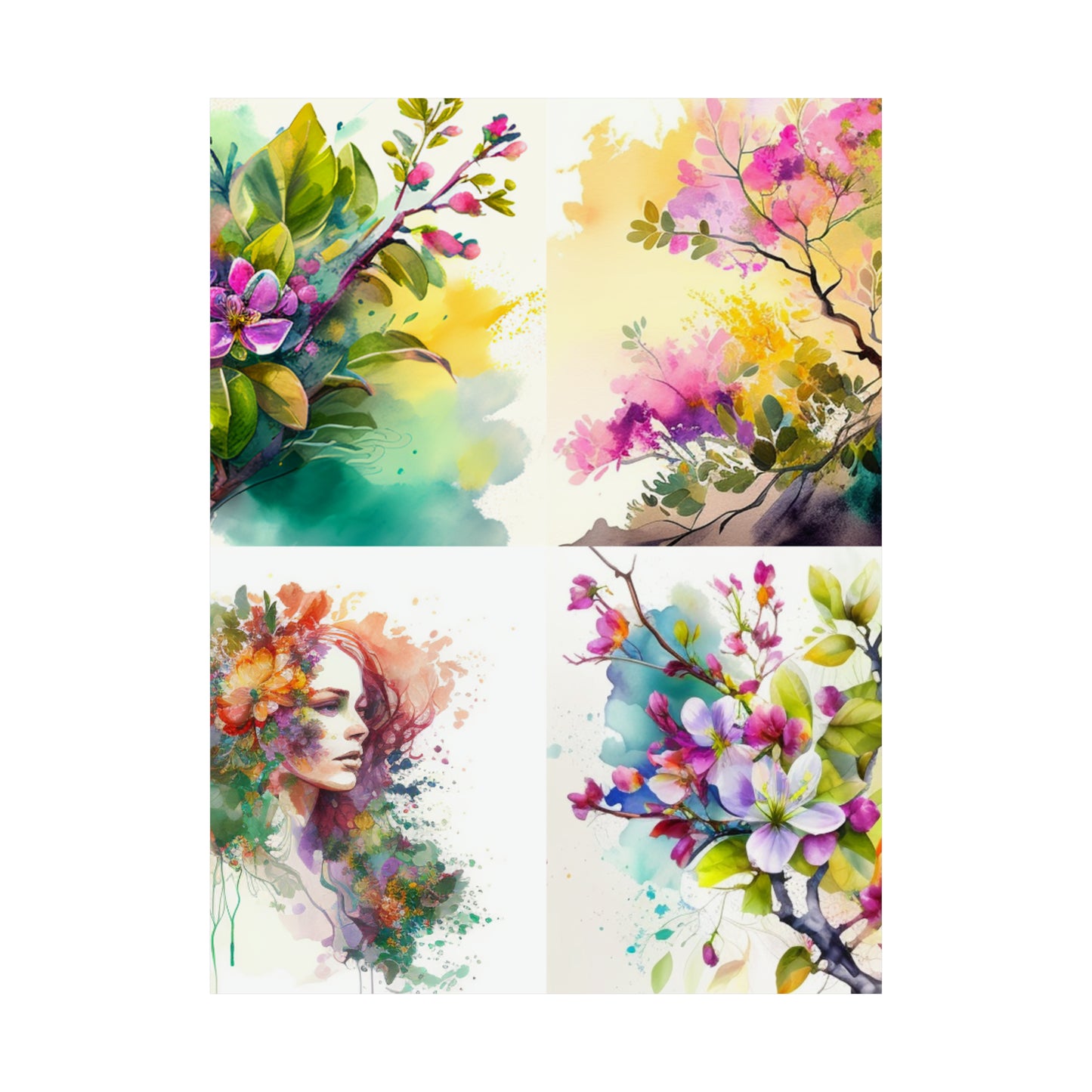 Premium Matte Vertical Posters Mother Nature Bright Spring Colors Realistic Watercolor 5