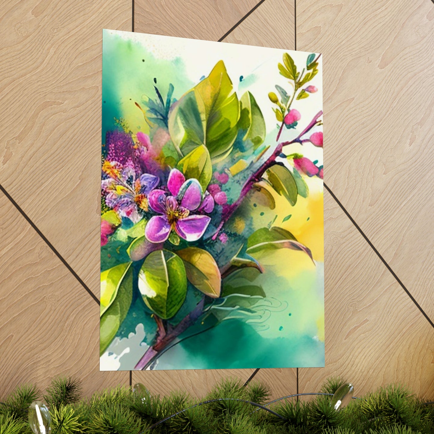 Premium Matte Vertical Posters Mother Nature Bright Spring Colors Realistic Watercolor 1