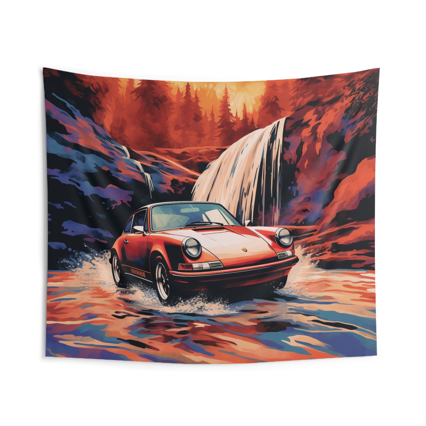 Indoor Wall Tapestries American Flag Porsche Abstract 4