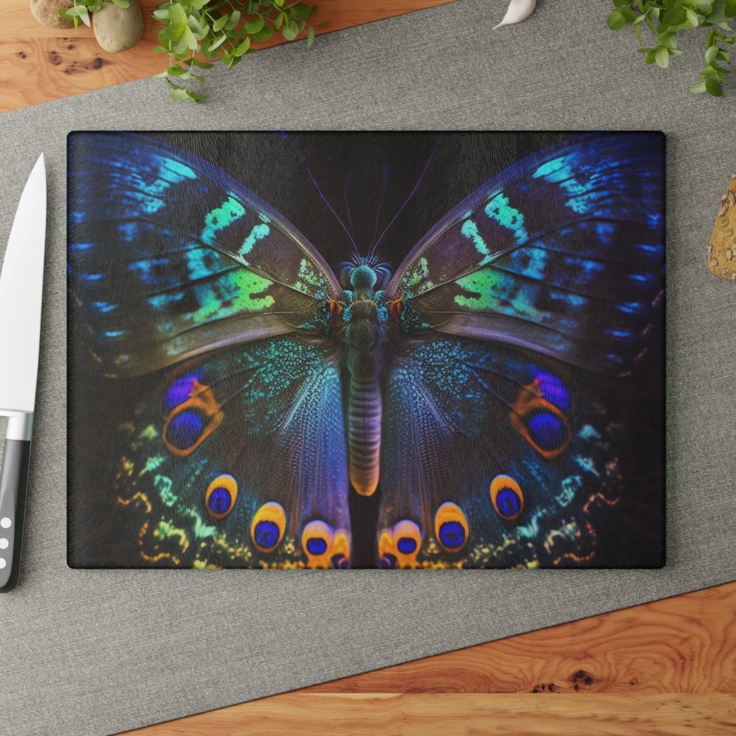 Glass Cutting Board Neon Hue Butterfly 3