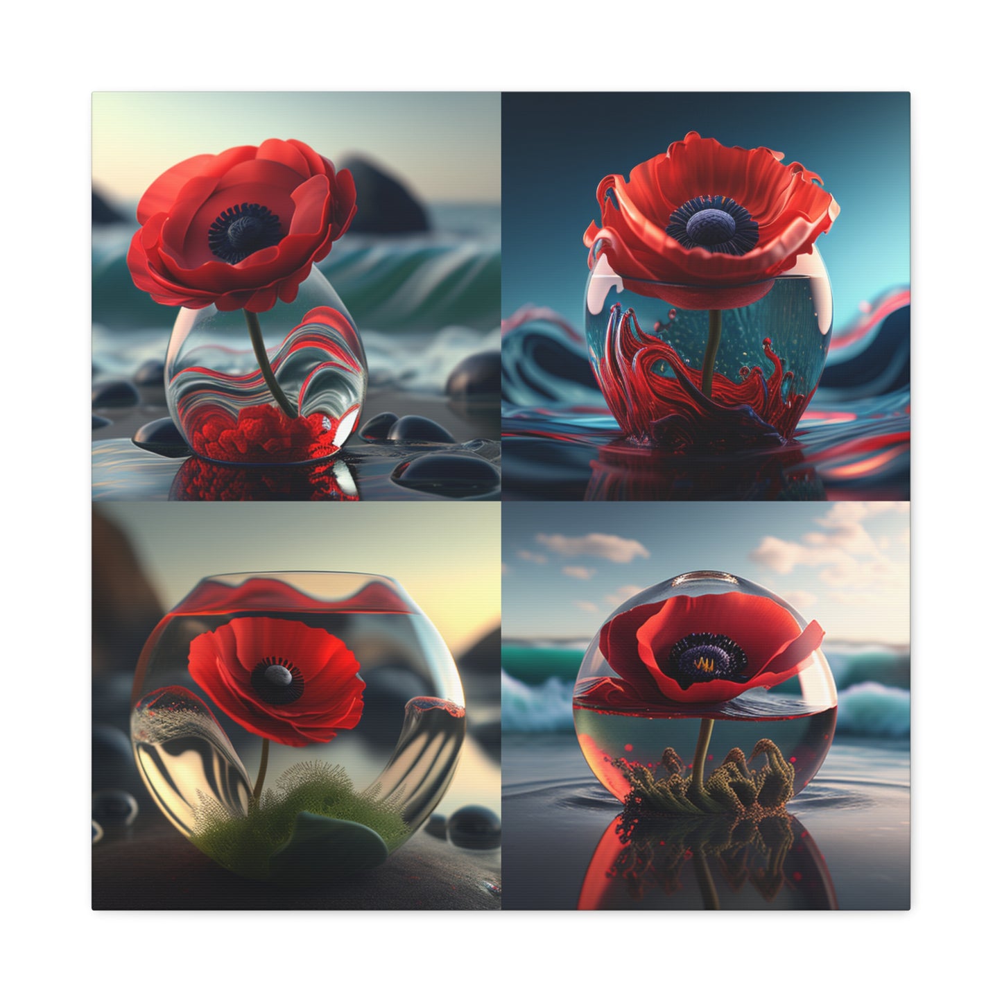 Canvas Gallery Wraps Red Anemone in a Vase 5