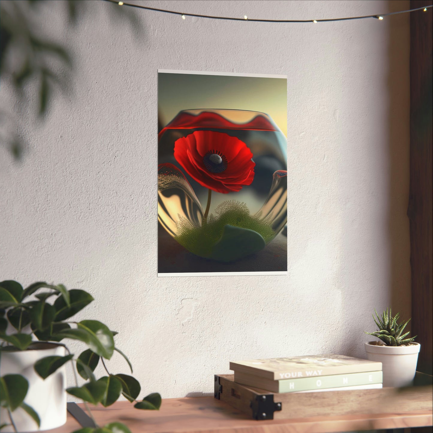 Premium Matte Vertical Posters Red Anemone in a Vase 3