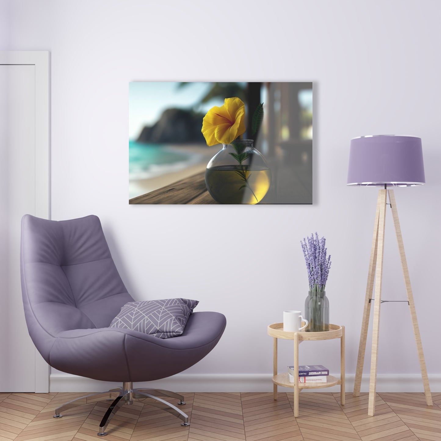 Acrylic Prints Yellow Hibiscus Wood 3