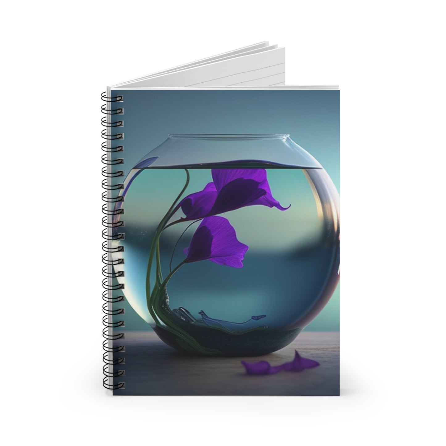 Spiral Notebook - Ruled Line Purple Sweet pea in a vase 2