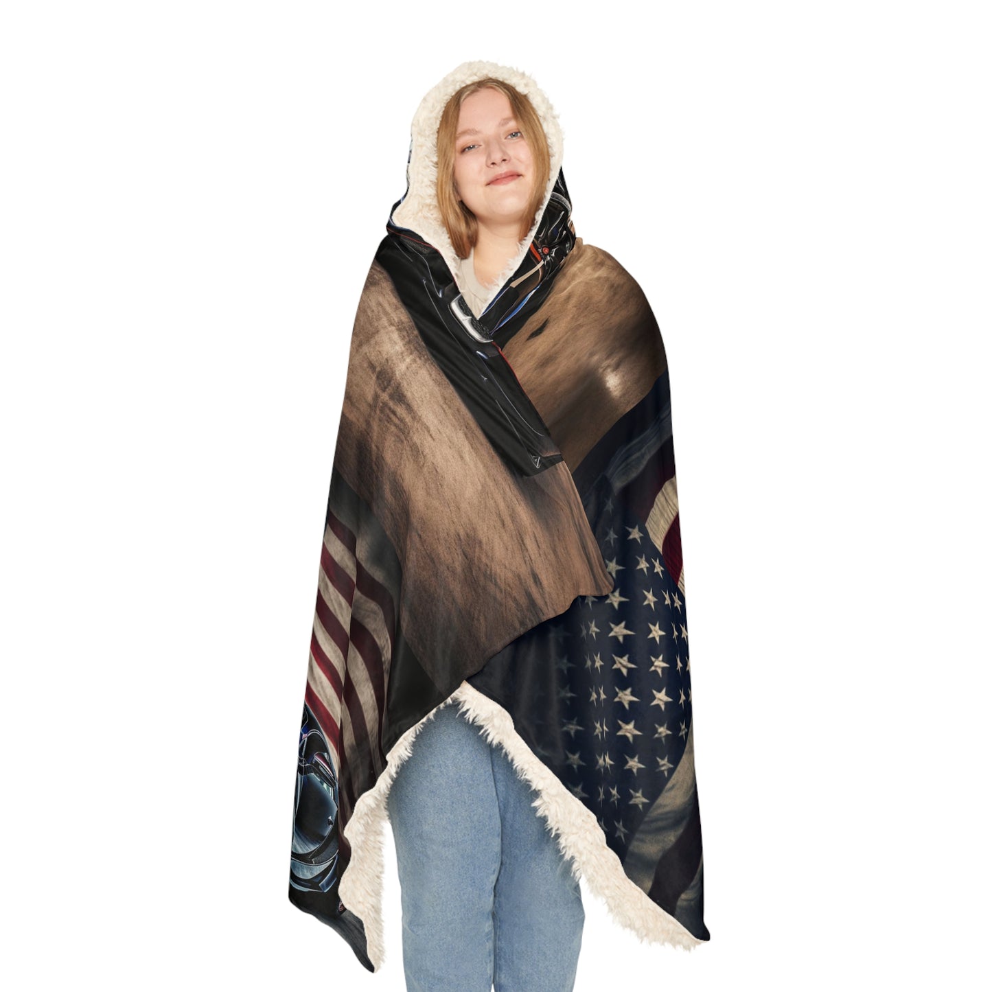 Snuggle Hooded Blanket Bugatti American Flag 5