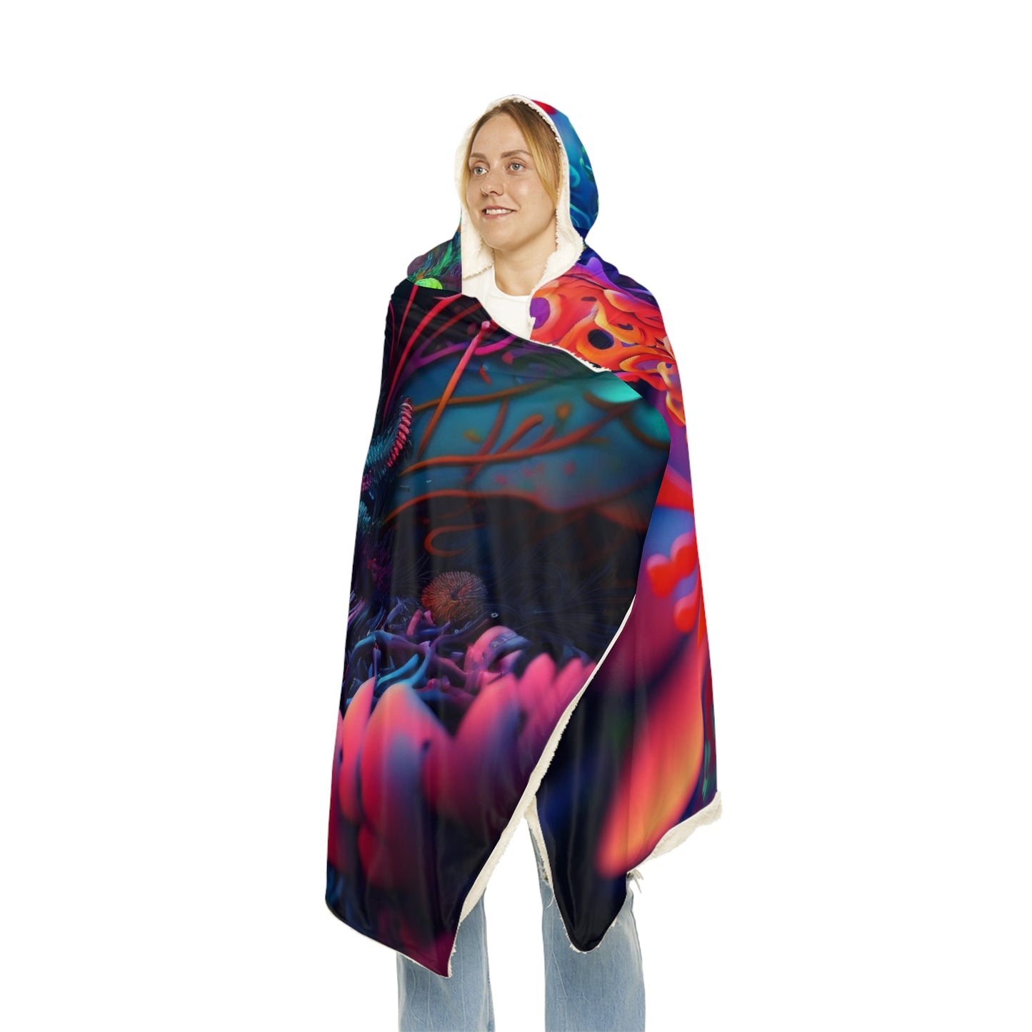 Snuggle Hooded Blanket Florescent Skull Death 2