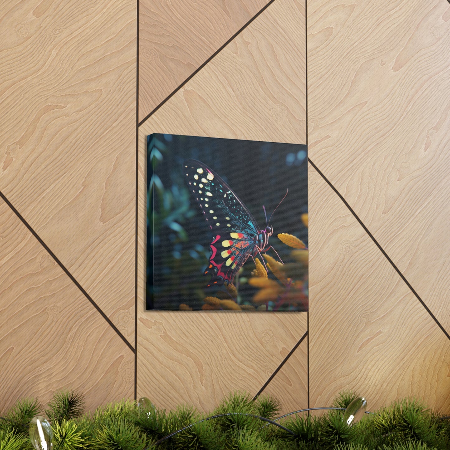 Canvas Gallery Wraps Hyper Colorful Butterfly Macro 2