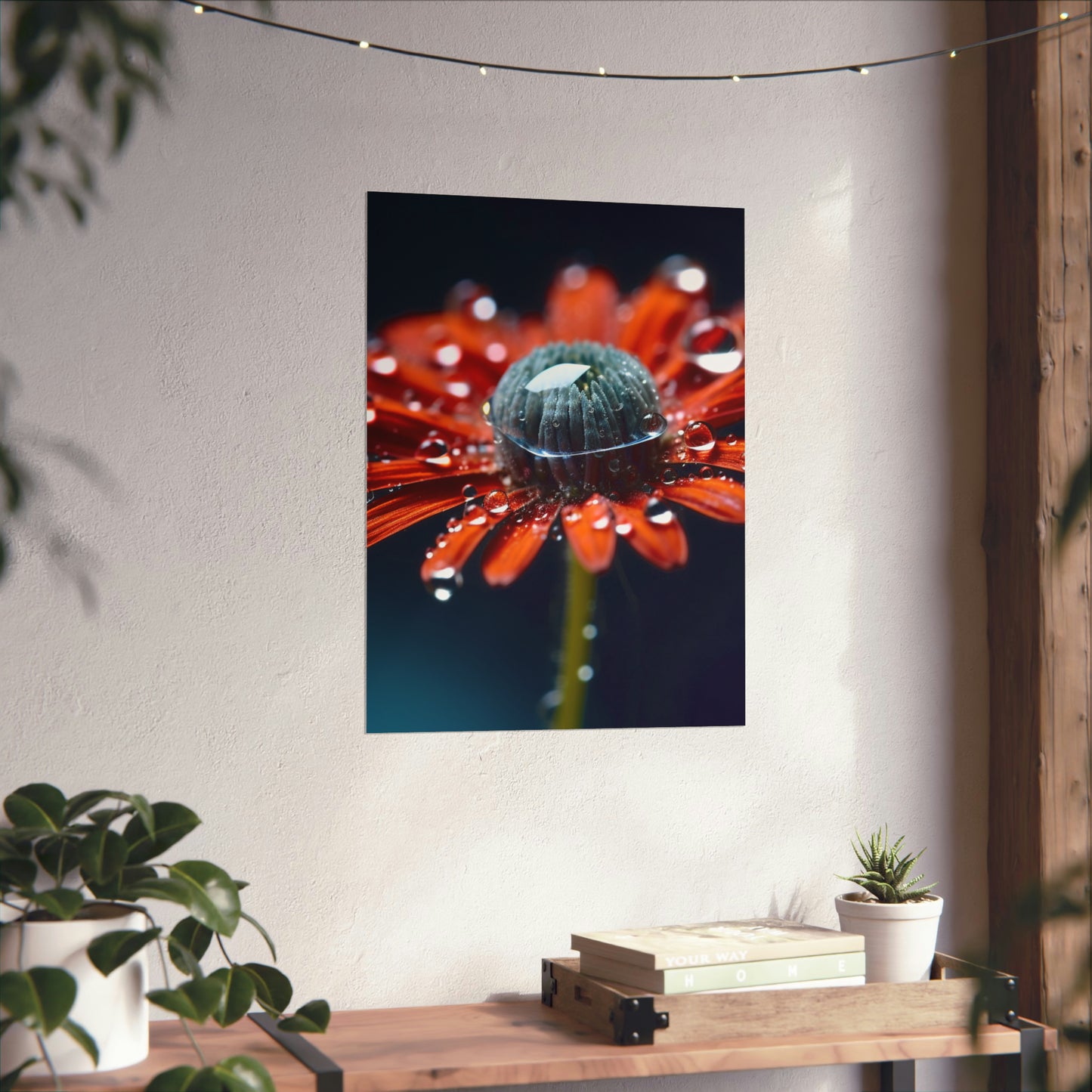 Premium Matte Vertical Posters Water drop Macro Flower 1