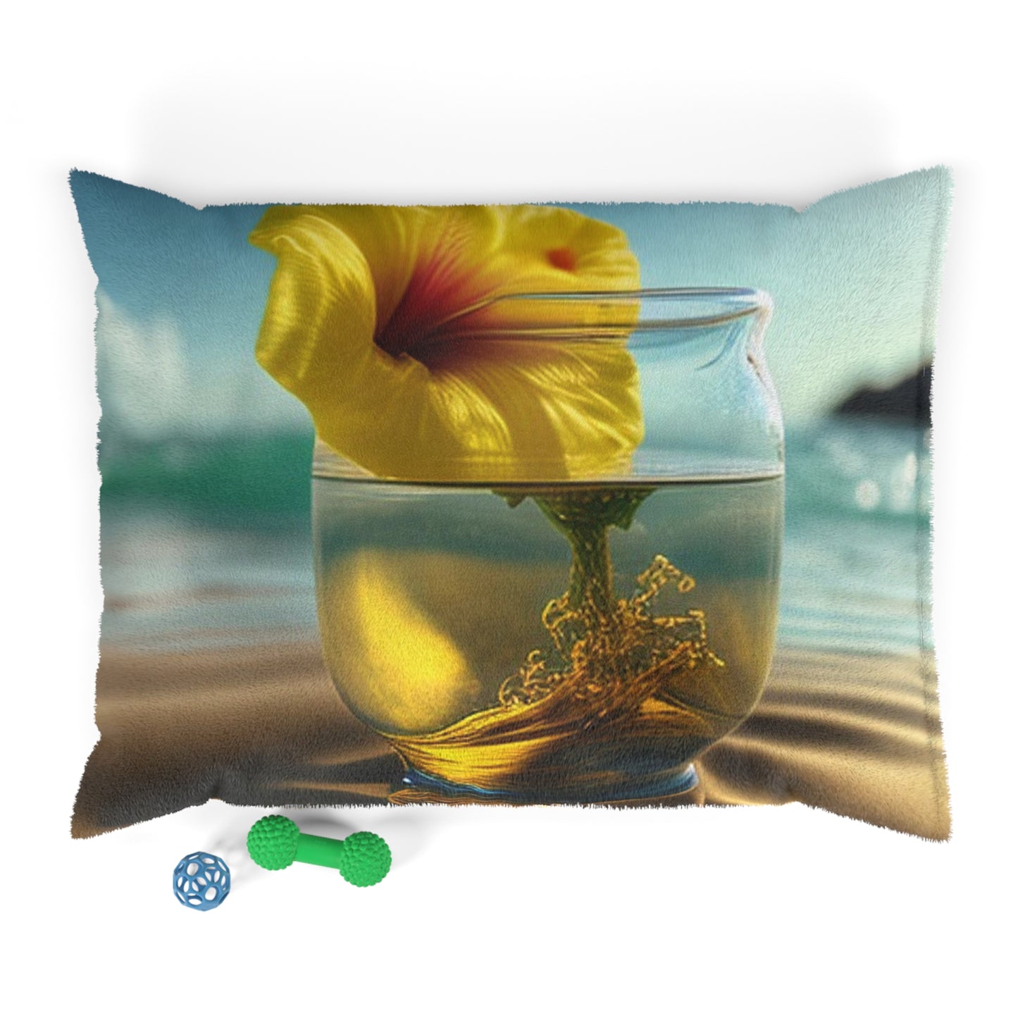 Pet Bed Yellow Hibiscus glass 1