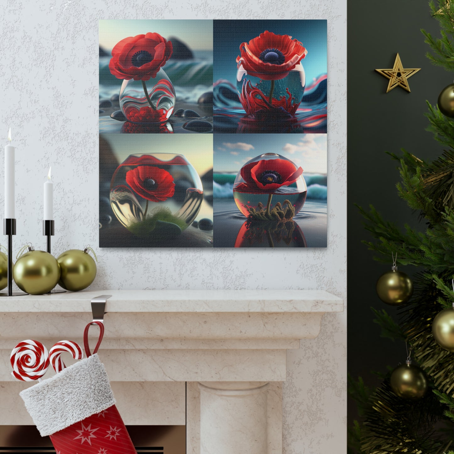 Canvas Gallery Wraps Red Anemone in a Vase 5