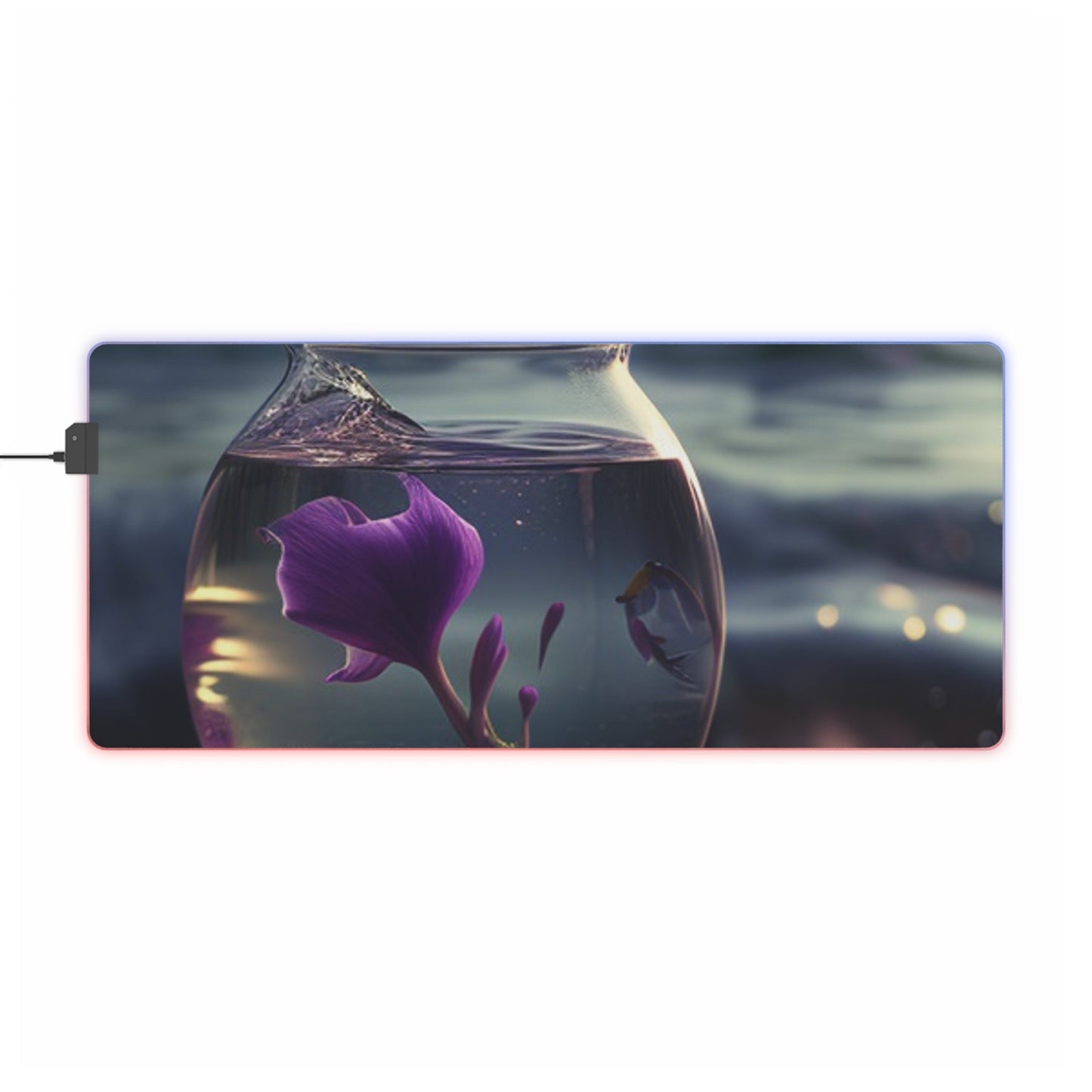 LED Gaming Mouse Pad Purple Sweet pea in a vase 1