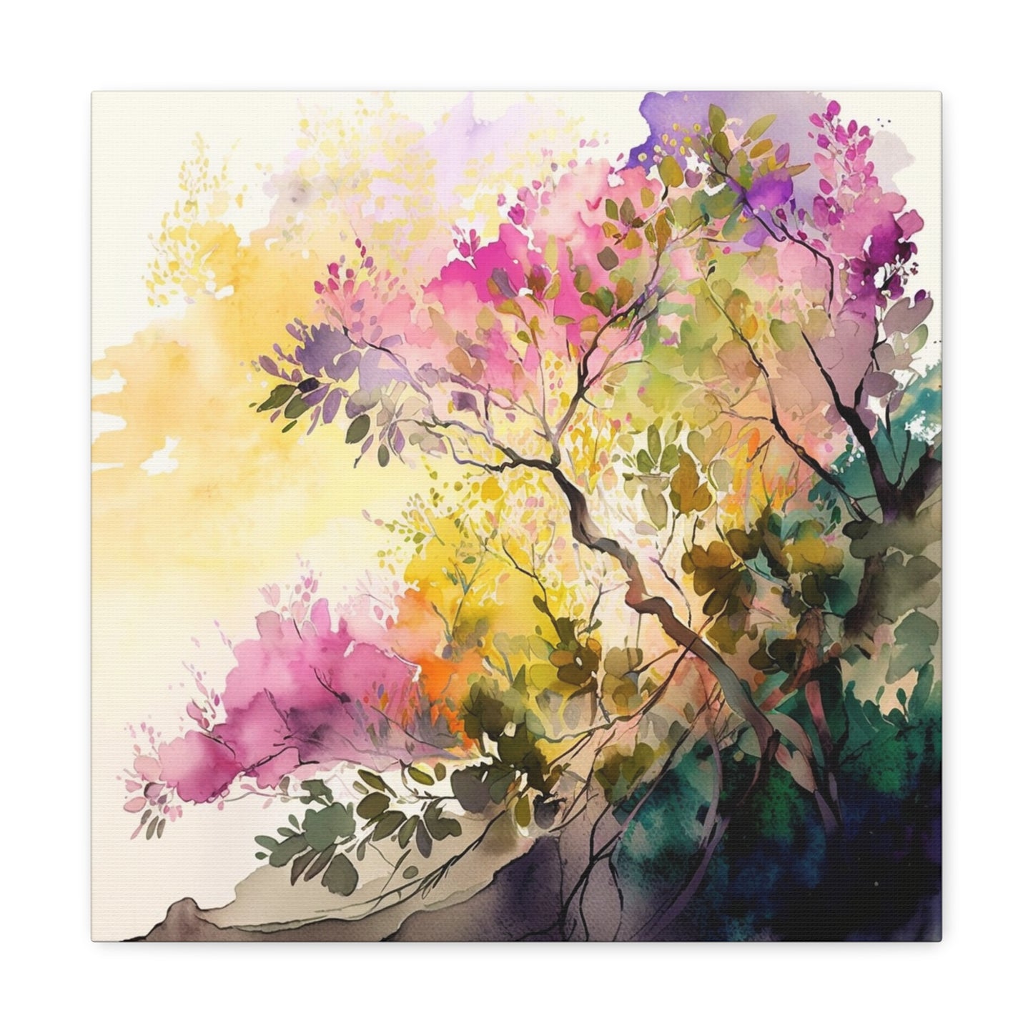 Canvas Gallery Wraps Mother Nature Bright Spring Colors Realistic Watercolor 2