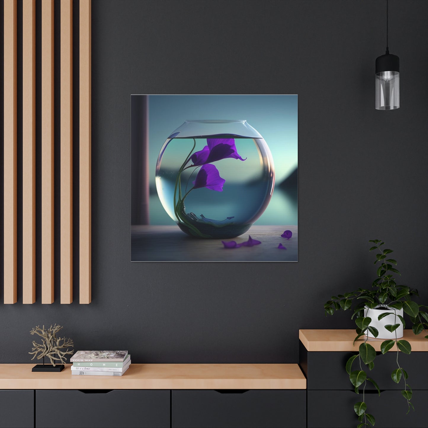 Canvas Gallery Wraps Purple Sweet pea in a vase 2