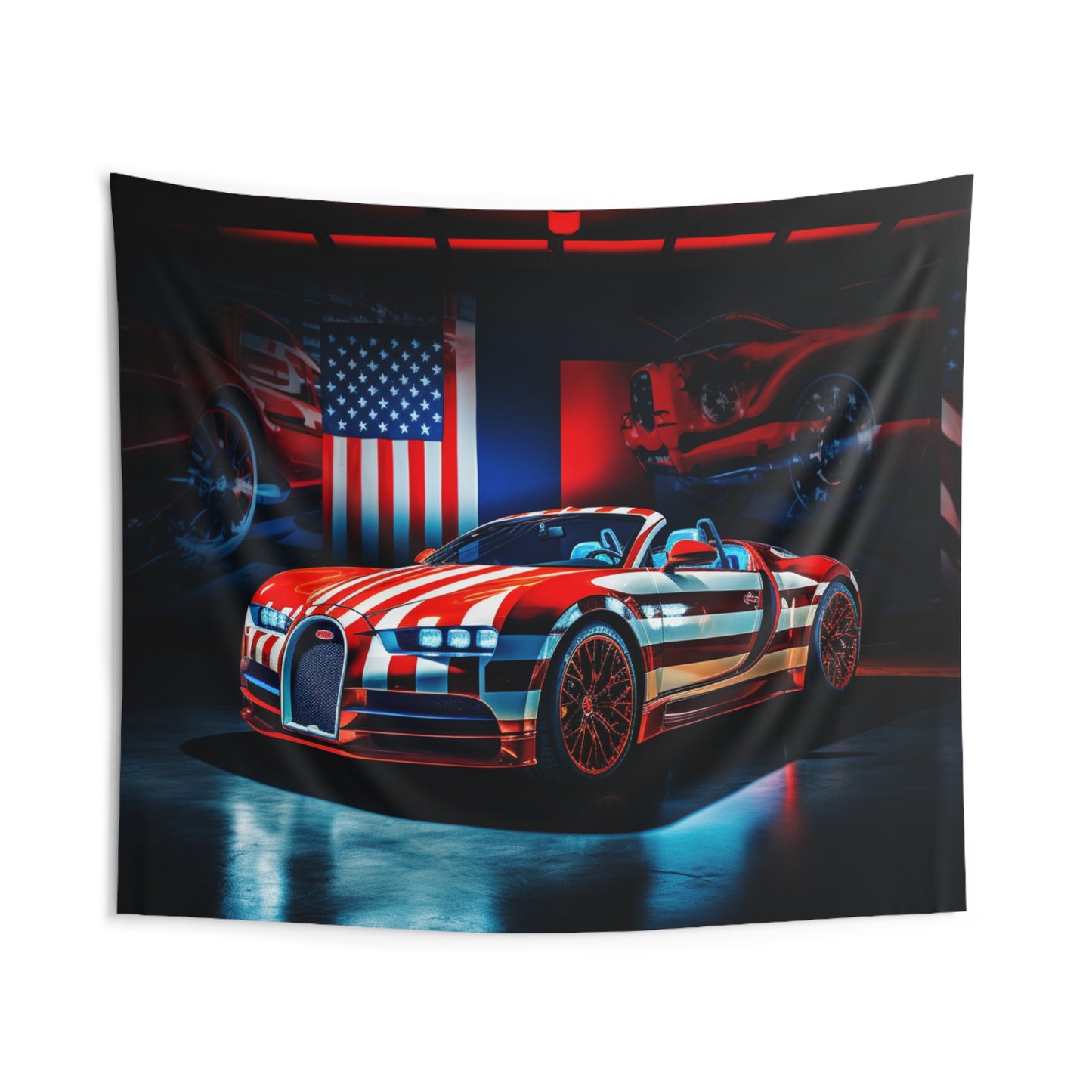Indoor Wall Tapestries Macro Bugatti American Flag 2