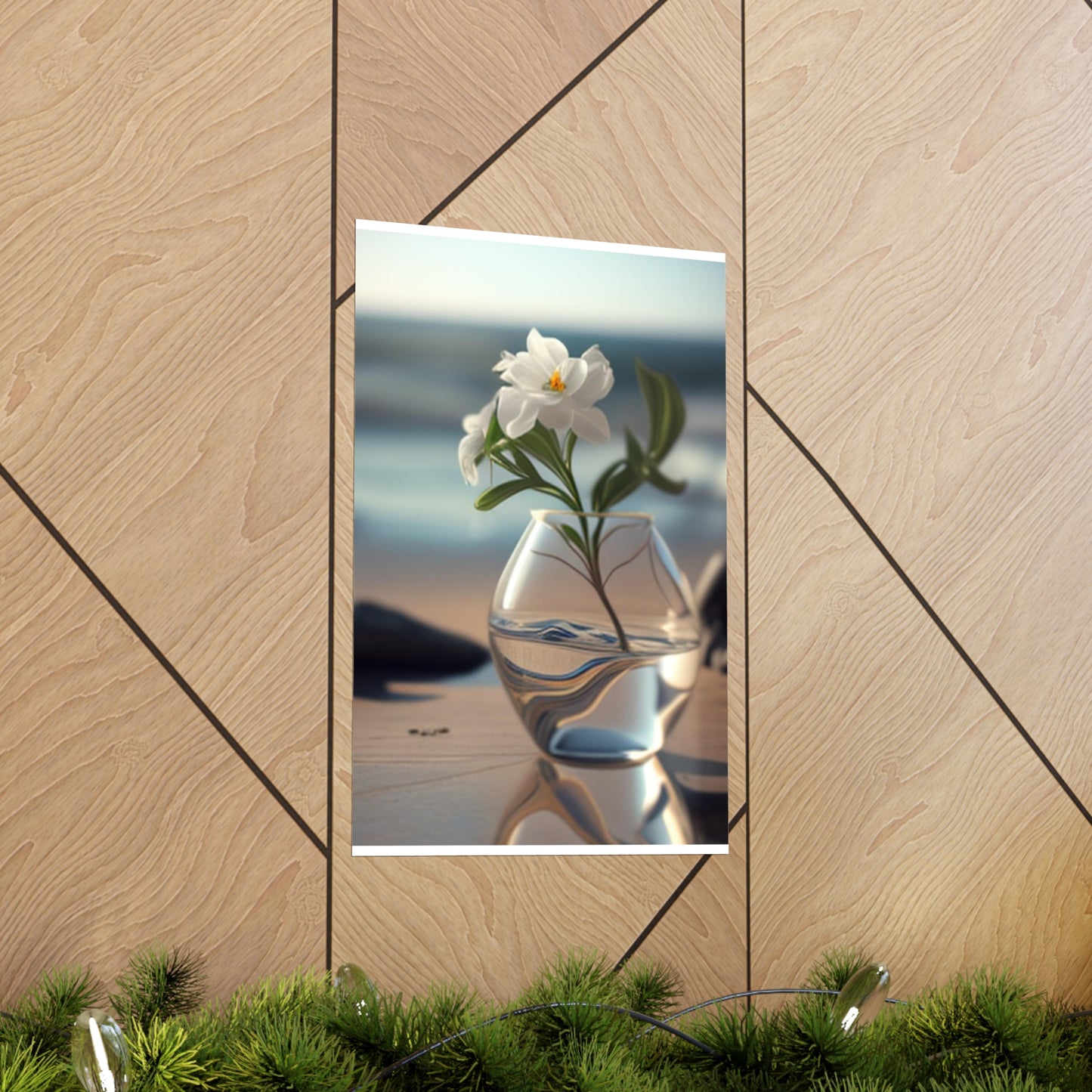 Premium Matte Vertical Posters Jasmine glass vase 3