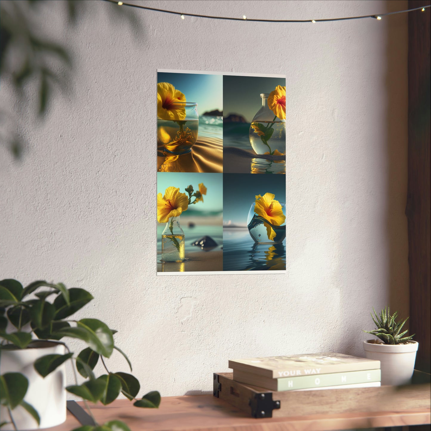 Premium Matte Vertical Posters Yellow Hibiscus glass 5