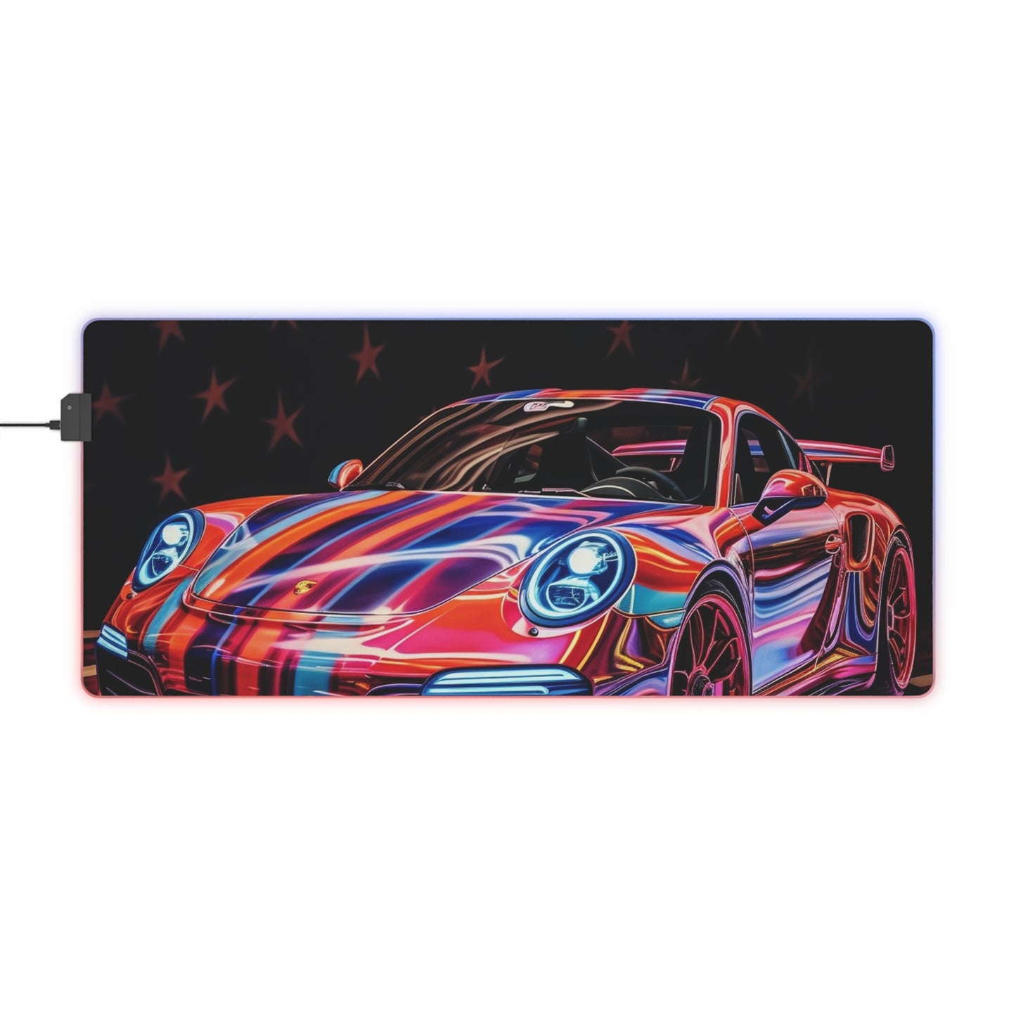 LED Gaming Mouse Pad American Flag Colored Porsche 2