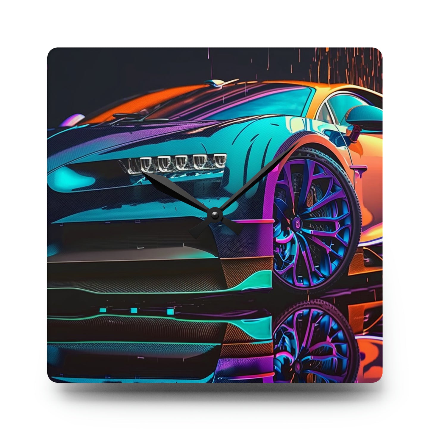 Acrylic Wall Clock Bugatti Neon Chiron 1