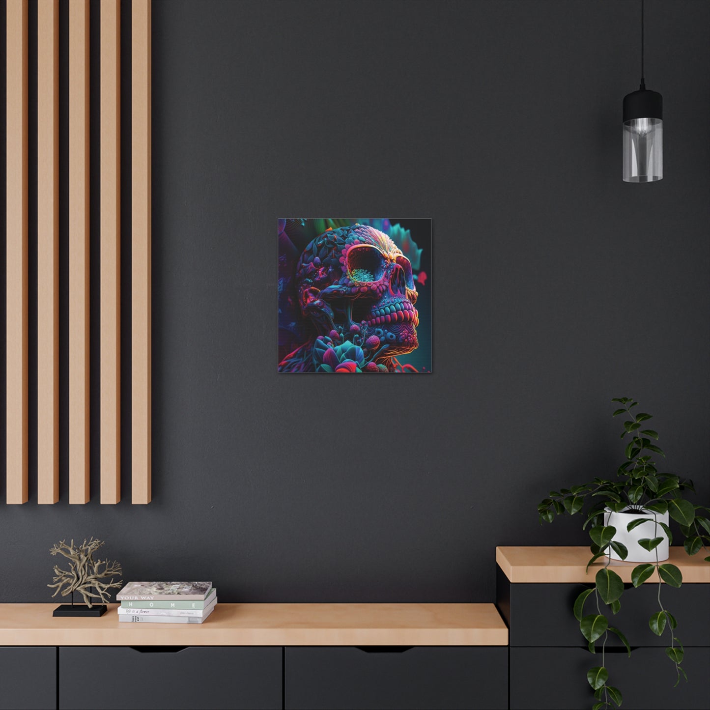 Canvas Gallery Wraps Florescent Skull Death 3