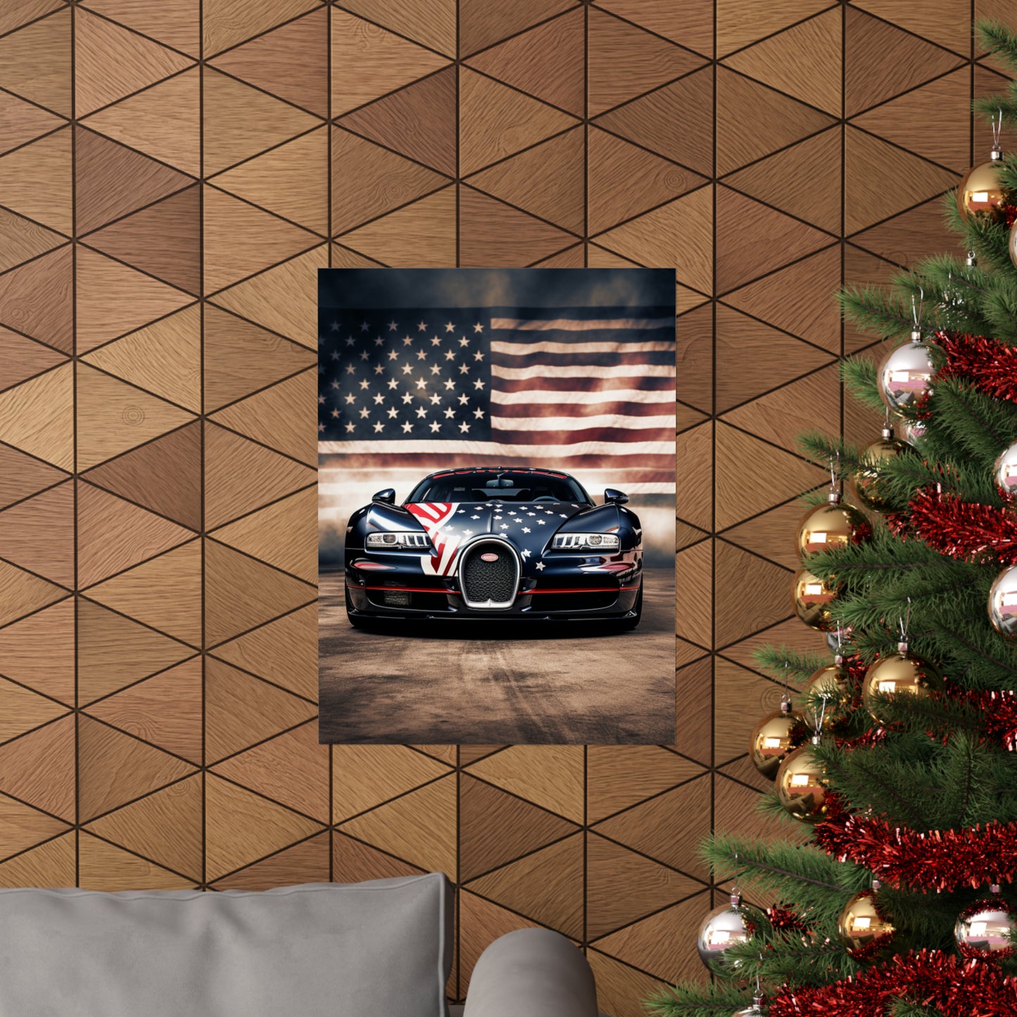 Premium Matte Vertical Posters Bugatti American Flag 2