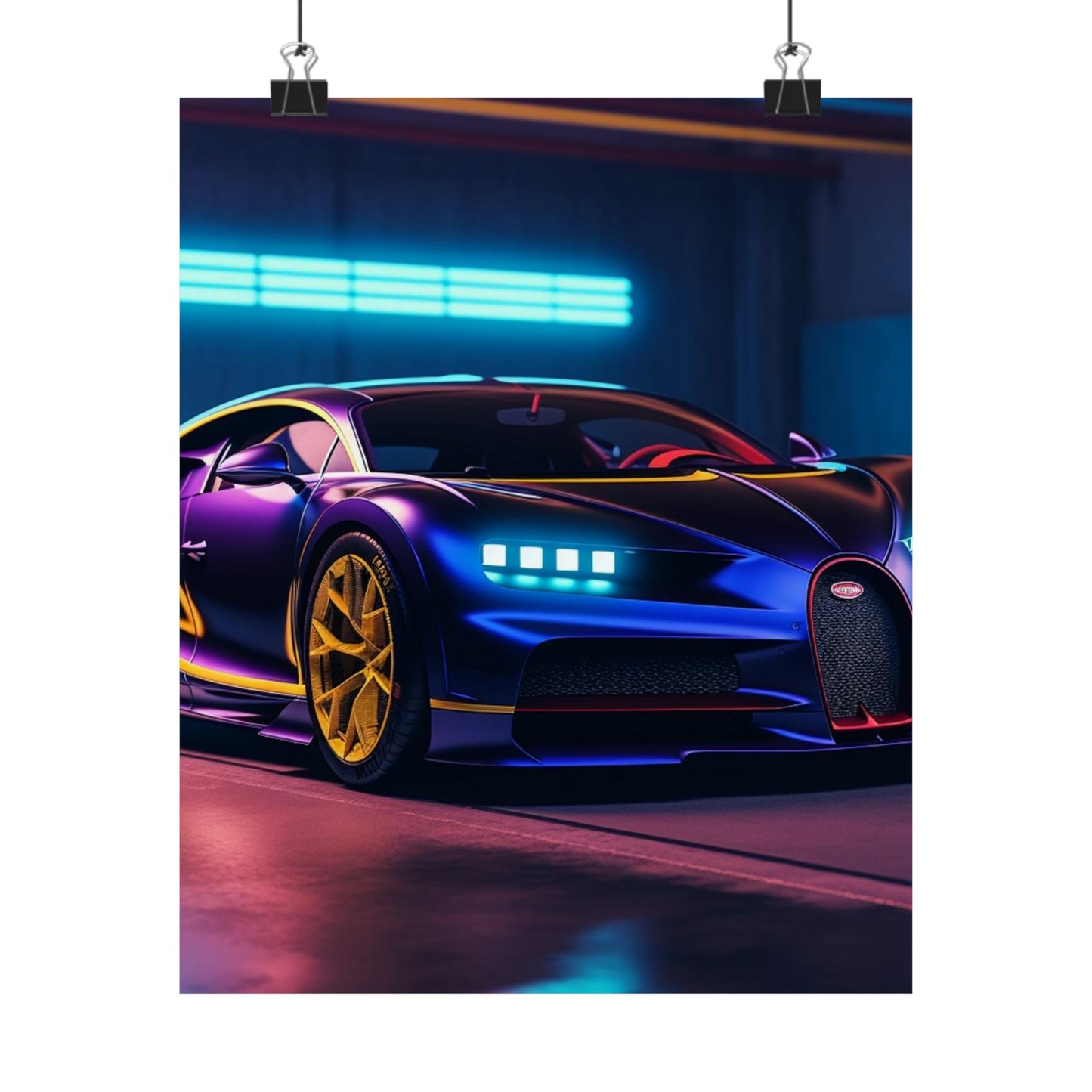 Premium Matte Vertical Posters Hyper Bugatti Neon Chiron 4