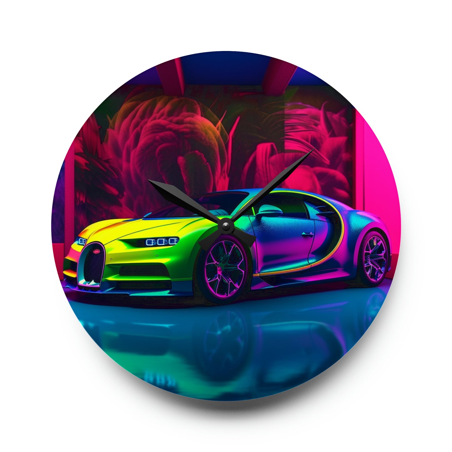 Acrylic Wall Clock Florescent Bugatti Flair 1