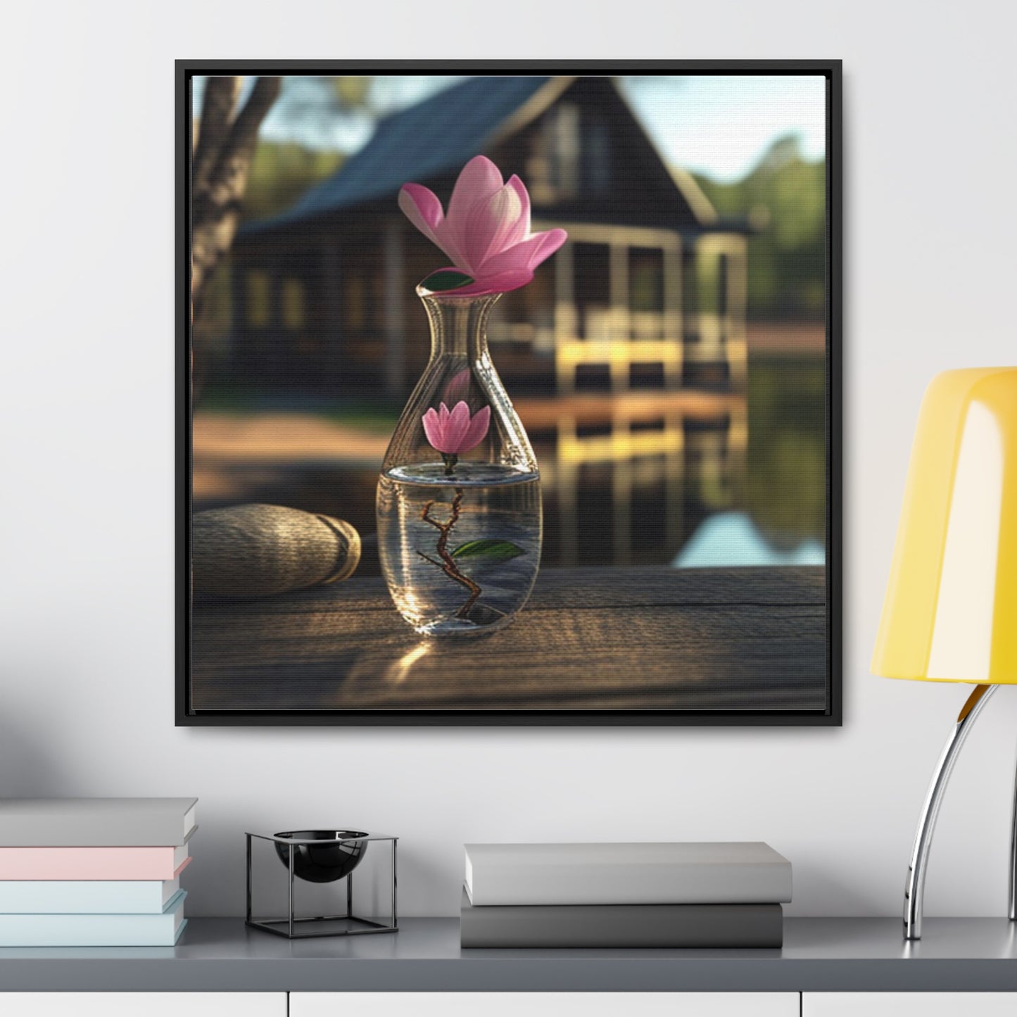 Gallery Canvas Wraps, Square Frame Magnolia in a Glass vase 4
