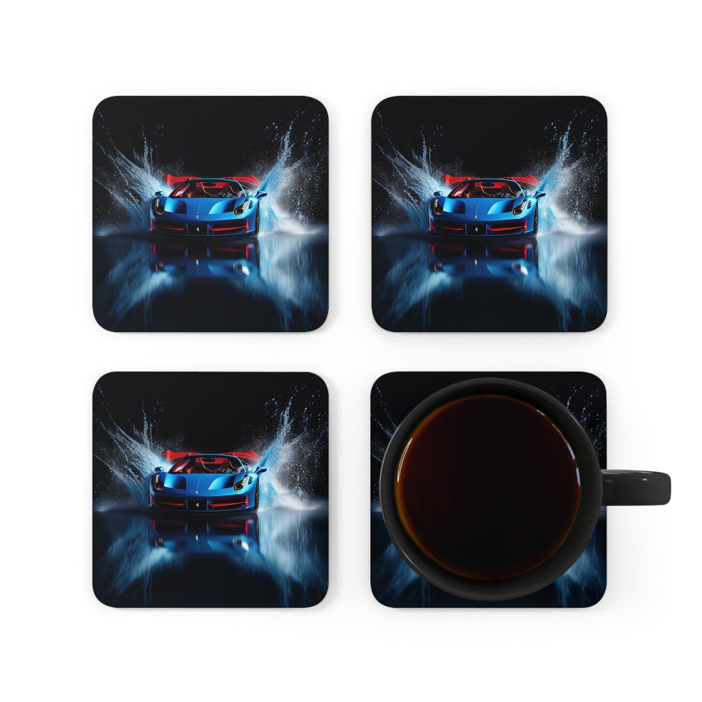 Corkwood Coaster Set Ferrari Water Splash 1