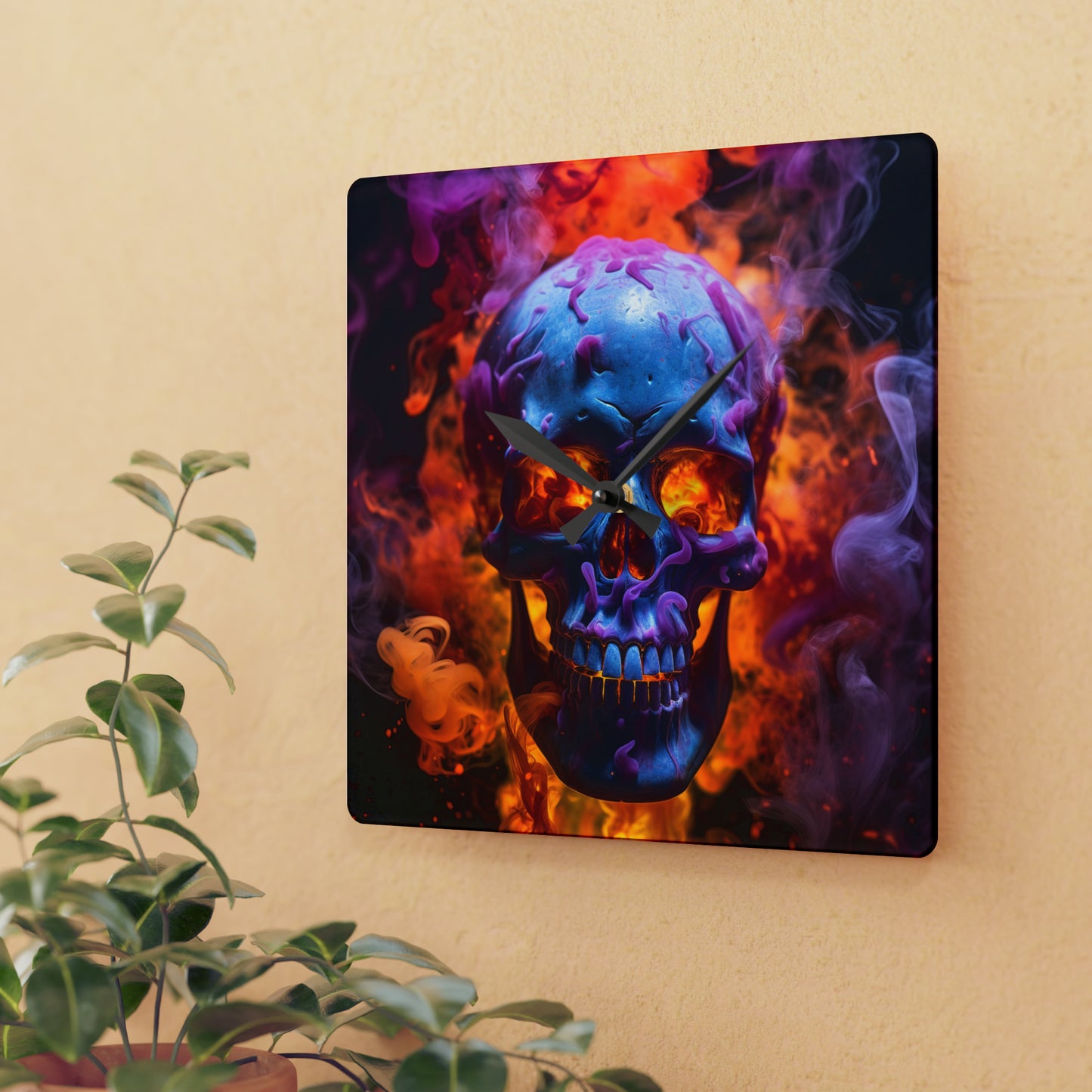 Acrylic Wall Clock Macro Skull 3