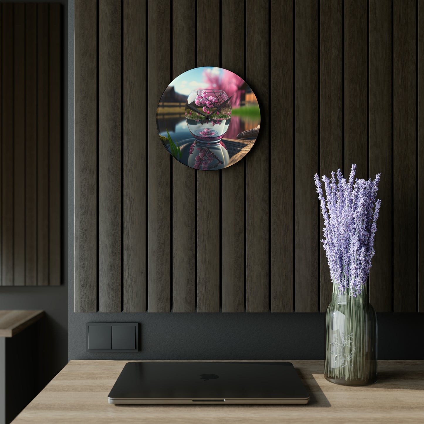 Acrylic Wall Clock Cherry Blossom 2