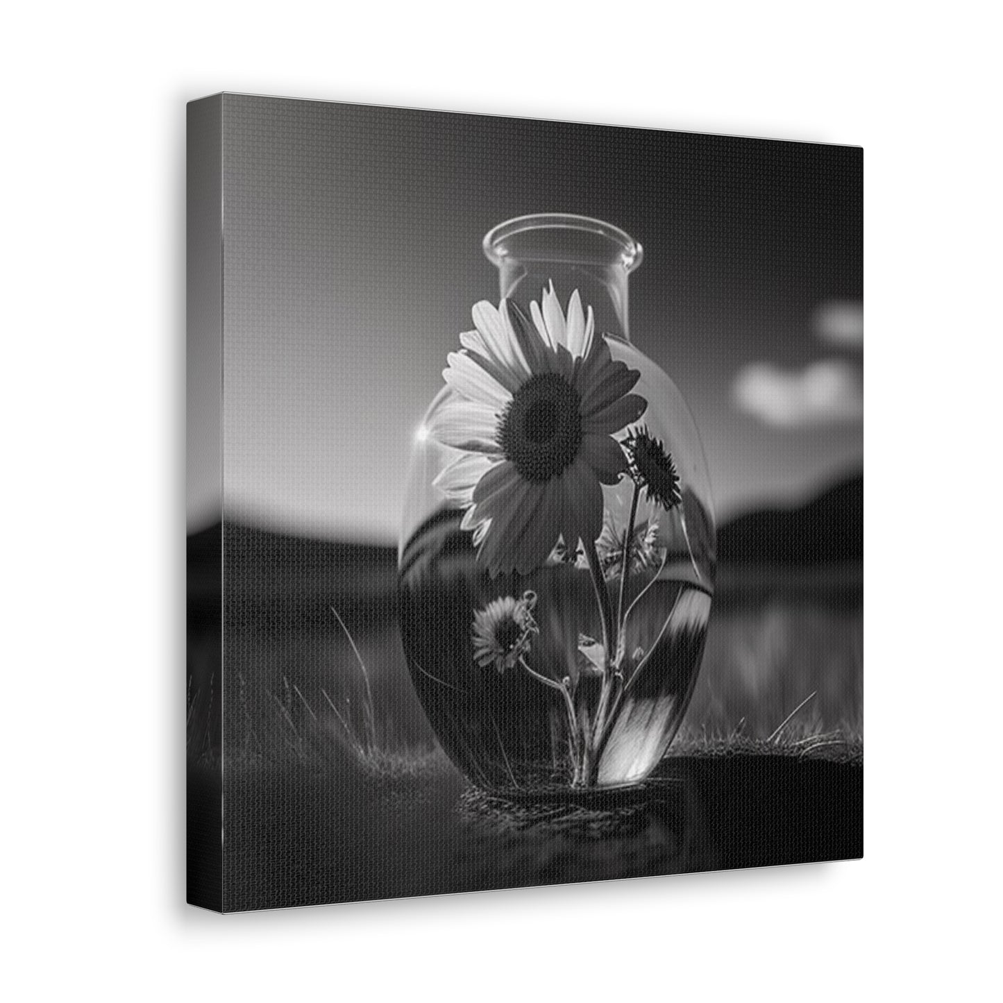 Canvas Gallery Wraps Yellw Sunflower in a vase 4