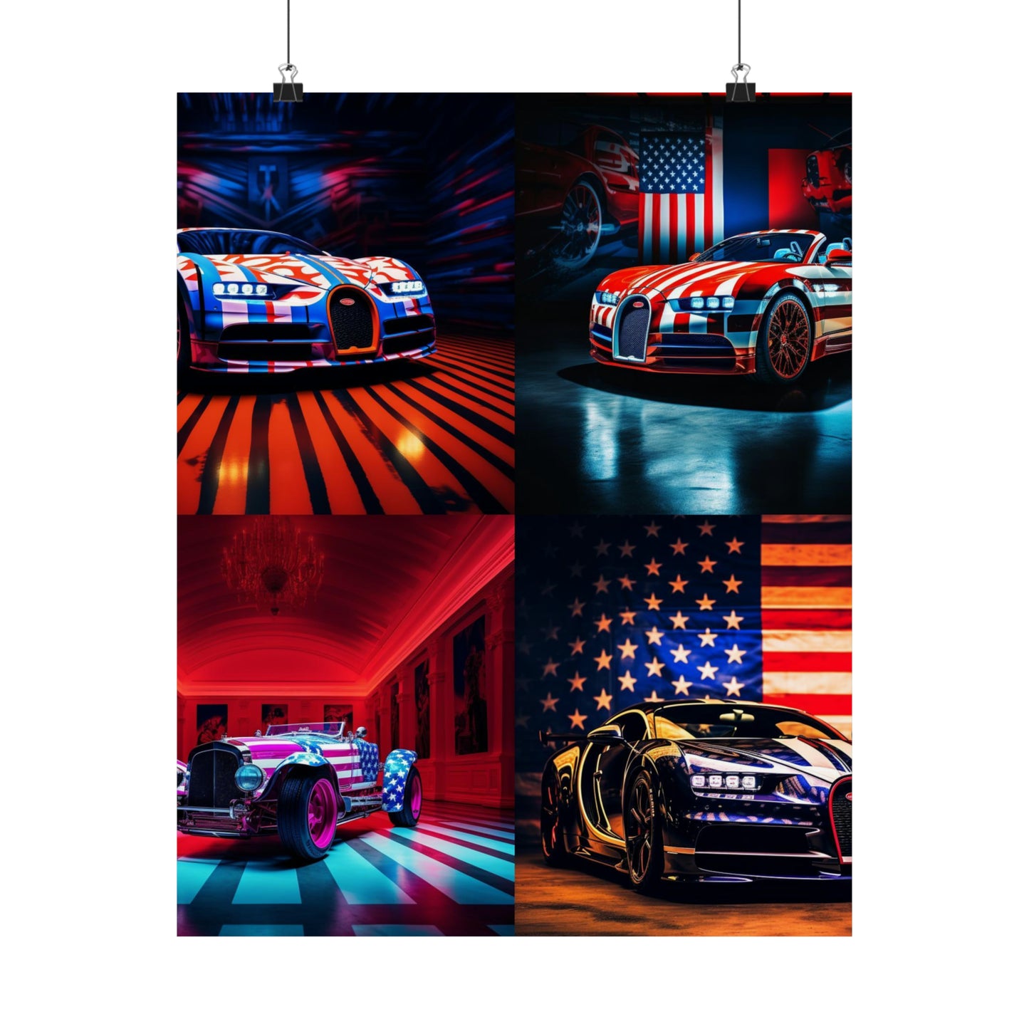 Premium Matte Vertical Posters Macro Bugatti American Flag 5