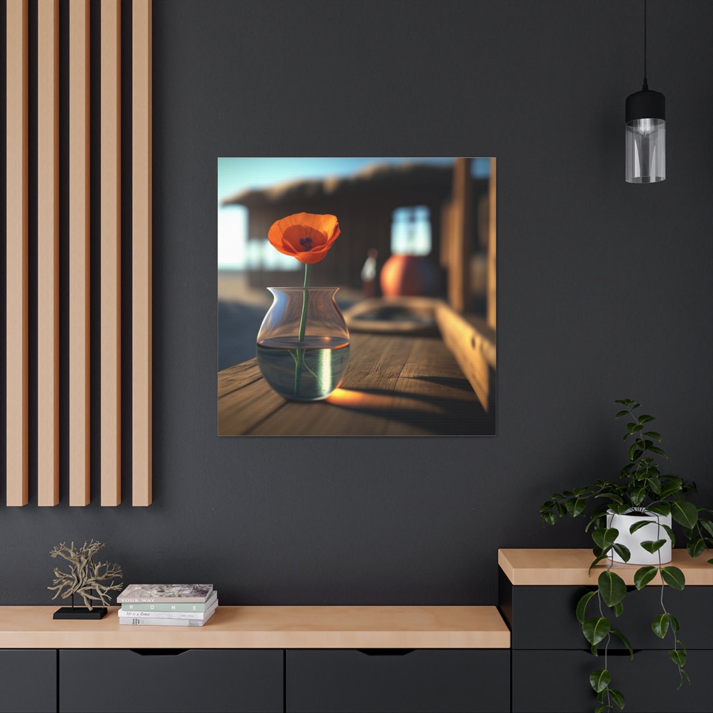 Canvas Gallery Wraps Poppy in a Glass Vase 2