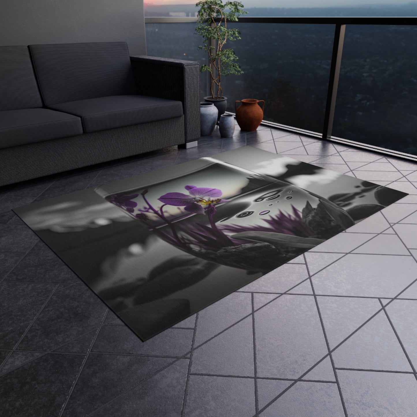 Outdoor Rug  Purple Orchid Glass vase 2