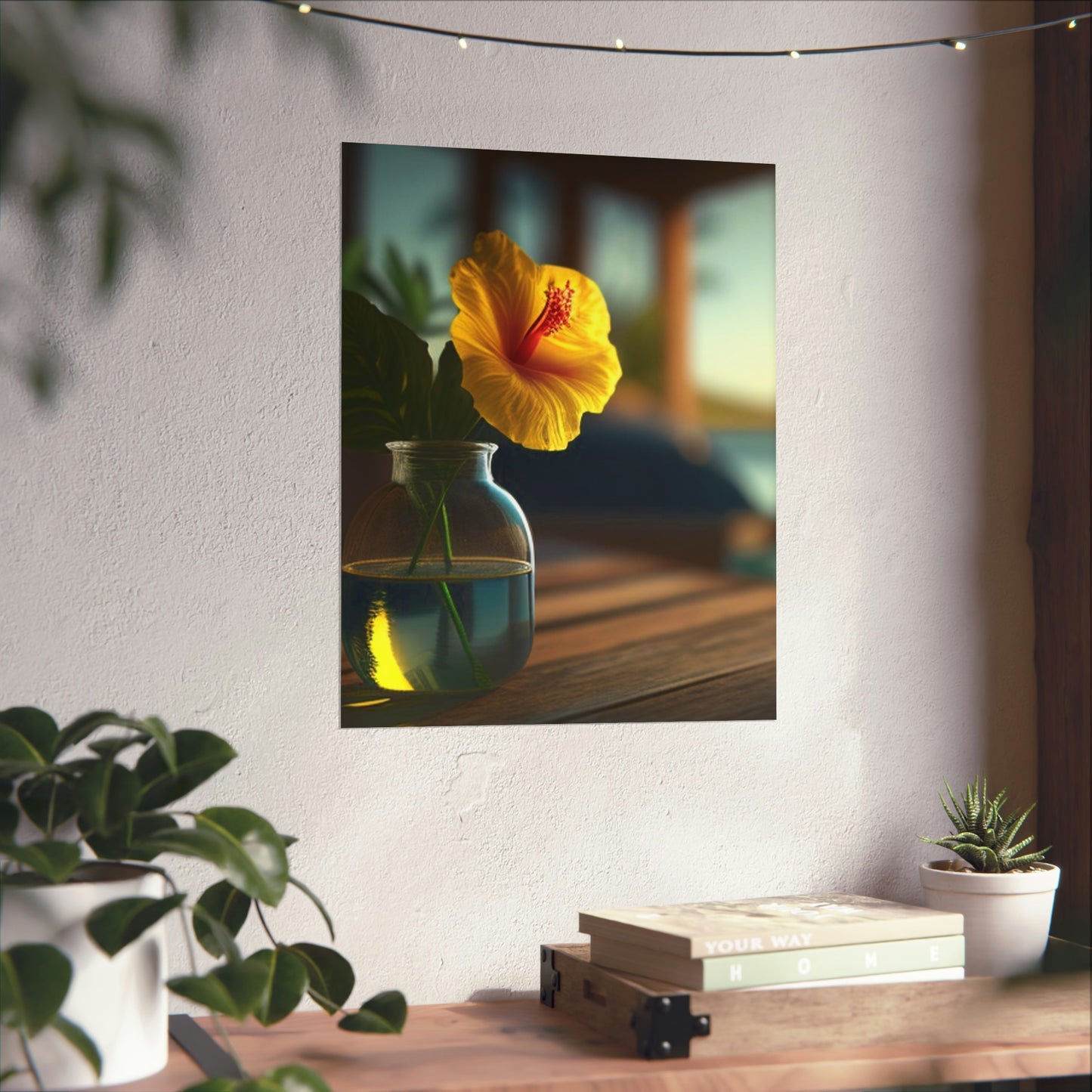 Premium Matte Vertical Posters Yellow Hibiscus Wood 2