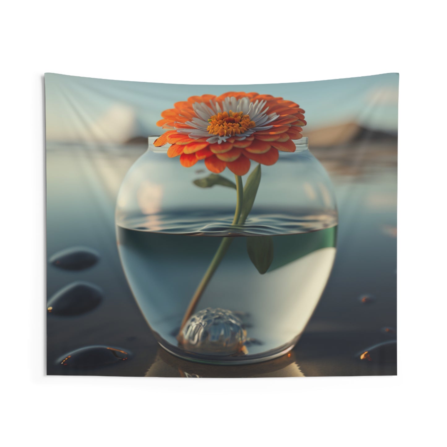 Indoor Wall Tapestries Orange Zinnia 3