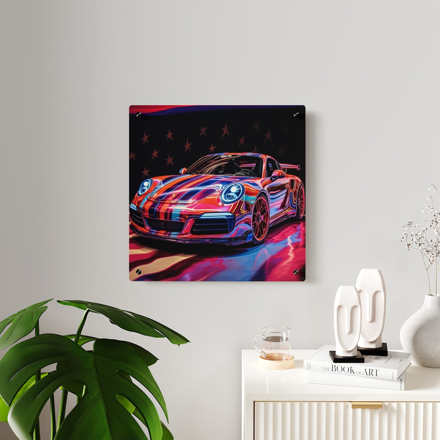 Acrylic Wall Art Panels American Flag Colored Porsche 3