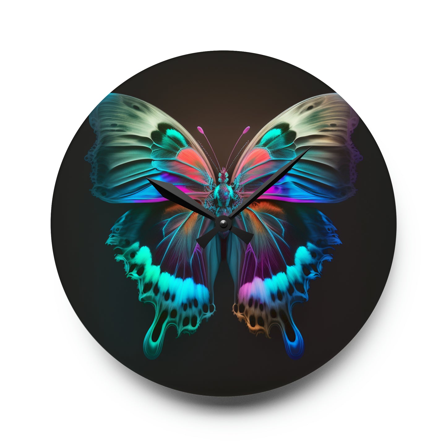 Acrylic Wall Clock Raw Hyper Color Butterfly 2