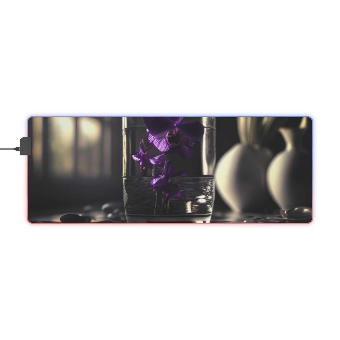 LED Gaming Mouse Pad Purple Orchid Glass vase 4