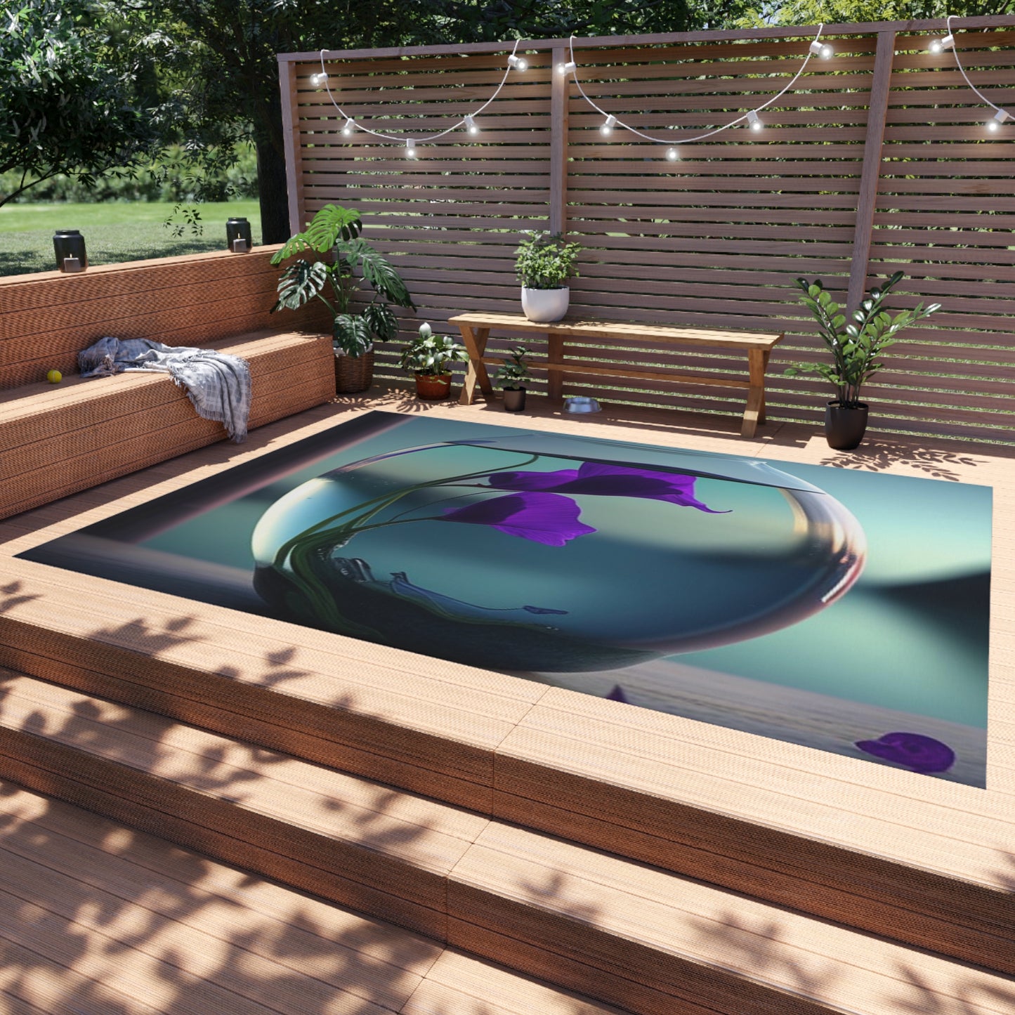 Outdoor Rug  Purple Sweet pea in a vase 2